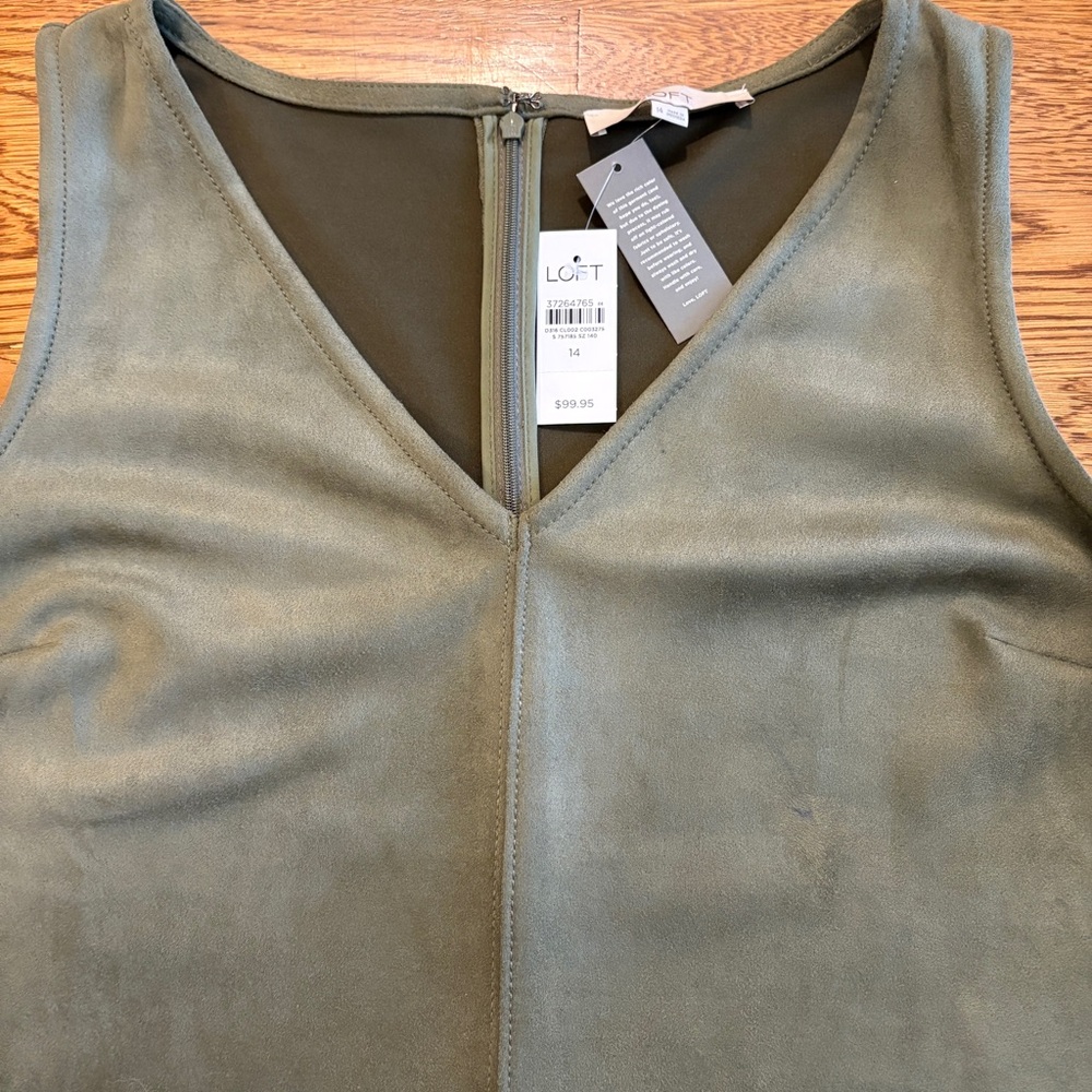 LOFT Green Sheath Mini Dress V-Neck Sleeveless - Picture 3 of 7